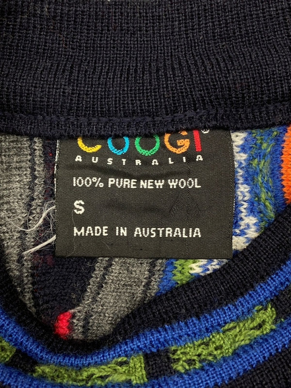 クージー COOGI 90s 3D KNIT ニット セーター クルーネック カラフル セーター 総柄 マルチカラー Sサイズ 104MT-625