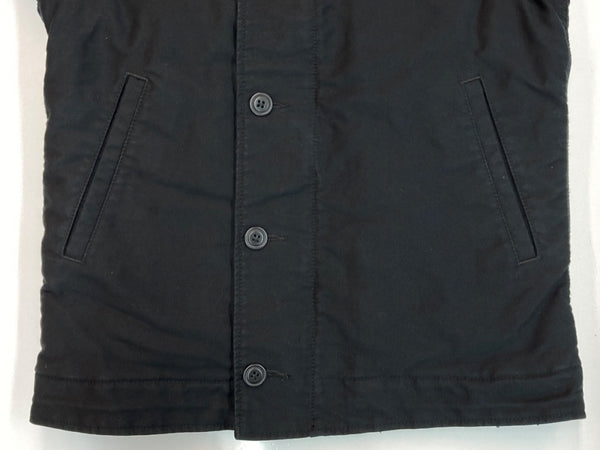 アルファインダストリーズ ALPHA INDUSTRIES N-1 DECK JACKET デッキ ジャケット ミリタリー ジップアップ 裏ボア 軍物 アウター 黒 20521-401 ジャケット ロゴ ブラック Sサイズ 104MT-1805