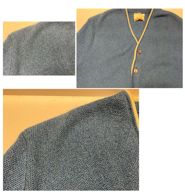 ヴィンテージ vintage 60's 60s 60年代 HUDSON'S Glasgo モヘア混 mohair knit cardigan ニット  カーディガン ブルー Lサイズ 101MT-3253