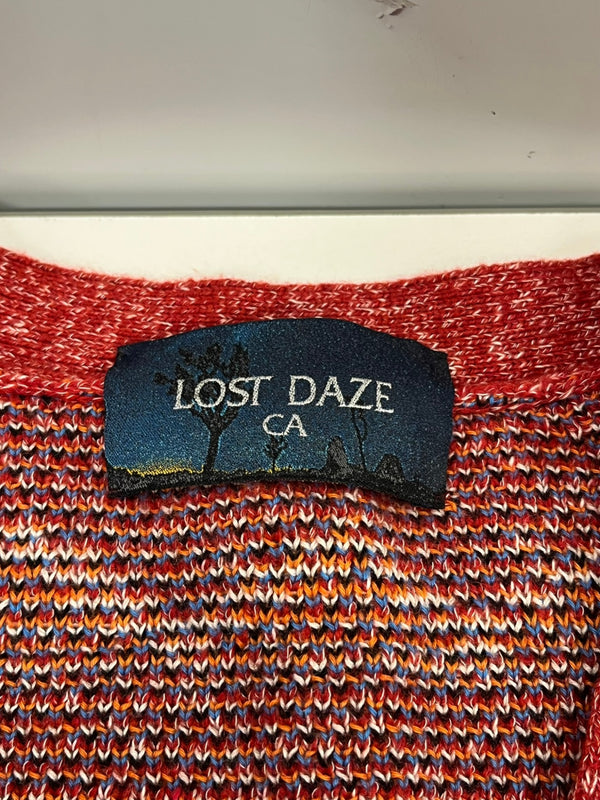 ロストデイズ LOST DAZE RUG CASHMERE CARDIGAN ネイティヴ ラグ カシミヤ カーディガン ワインレッド Lサイズ 101MT-5010