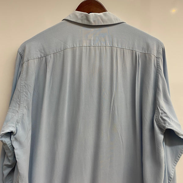 【曜日割引対象外】 ヴィンテージ vintage 50's~ DONEGAL レーヨン オープンカラー 長袖シャツ ブルー 201MT-4611 VB