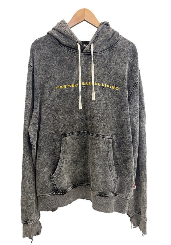 ディーゼル DIESEL ヴィンテージ加工 フーディー  ダメージ加工 ロゴ S-GINN-HOOD-E1 XXL パーカ グレー 3Lサイズ 101MT-4368