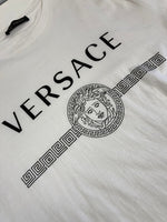 ヴェルサーチェ VERSACE ロゴプリント 半袖カットソー 白  XL Tシャツ ホワイト LLサイズ 101MT-3680