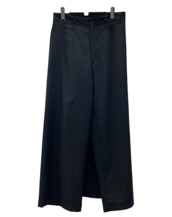 ジャンポールゴルチエ Jean Paul GAULTIER CLASSIQUE WOOL WIDE PANTS ウール ワイド パンツ 変形 スカート ジップフライ ズボン 黒 無地 スラックス ブラック サイズ 48 104MB-284