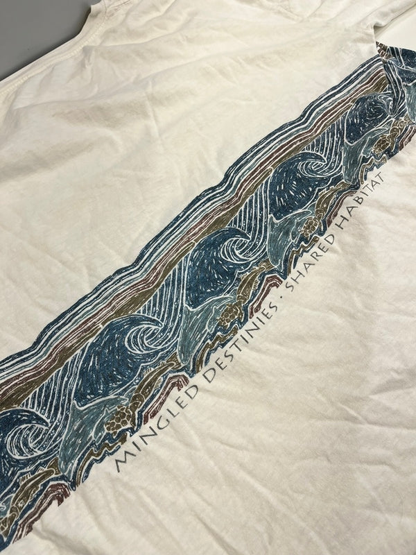 パタゴニア PATAGONIA 90s～ Vintage ヴィンテージ USA製 波柄 リングプリント ロングスリーブ 長袖カットソー 白 XL ロンT ホワイト LLサイズ 101MT-4782