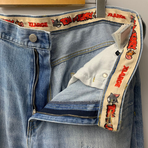エクストララージ X-LARGE Tom And Jerry ダメージ加工 ワイド デニム パンツ 101241031022 デニム ブルー 201MB-937