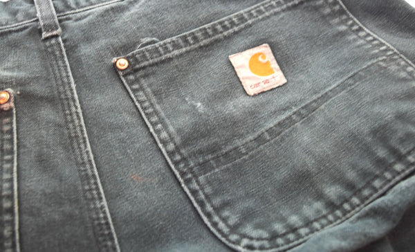 カーハート carhartt USA製 ダブルニー ペインターパンツ 32×30  黒 デニム ブラック 32 103MB-417