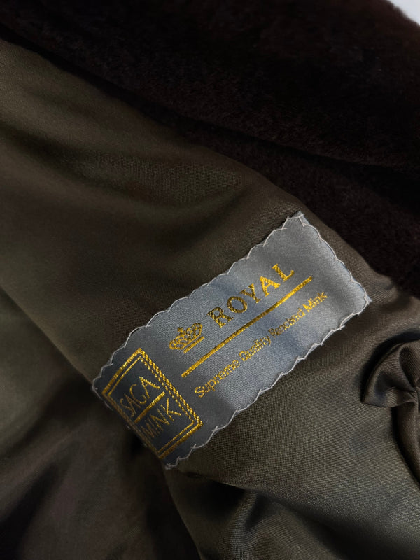 サガミンク SAGA MINK ROYAL ロイヤル ショート丈 毛皮コート ファージャケット 丸ボタン  ジャケット ブラウン フリーサイズ サイズF 101LT-232