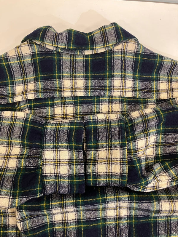 ペンドルトン PENDLETON 50's 50年代 オープンカラー ボードシャツ ウールシャツ 開襟 チェック vintage ヴィンテージ XL 長袖シャツ グリーン LLサイズ 101MT-3647