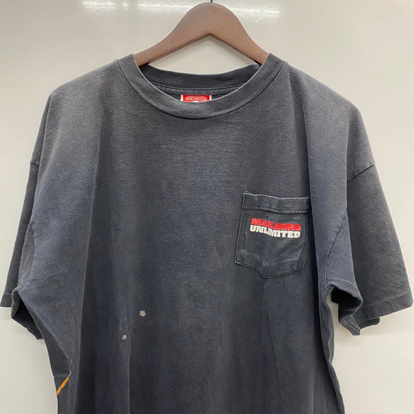 【曜日割引対象外】 ヴィンテージ vintage 90's マルボロ Marlboro リザード Lizard ポケットTシャツ Tシャツ ブラック XLサイズ 201MT-4295 VB