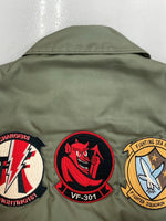 ヒューストン HOUSTON FLIGHT JACKET フライト ジャケット ミリタリー ワッペン ジップアップ アウター ブルゾン 緑 5CW45P ジャケット 総柄 カーキ Lサイズ 104MT-1444
