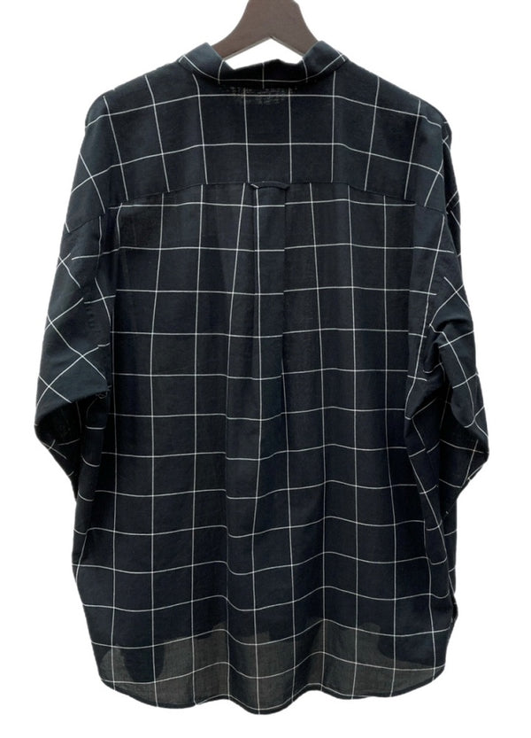 ステューシー STUSSY LIGHT WEIGHT CLASSIC SHIRT ライト ウェイト クラシック ステンカラー フロントボタン 胸ポケット ロゴ 刺繍 BLACK 黒 長袖シャツ チェック ブラック Lサイズ 104MT-1775