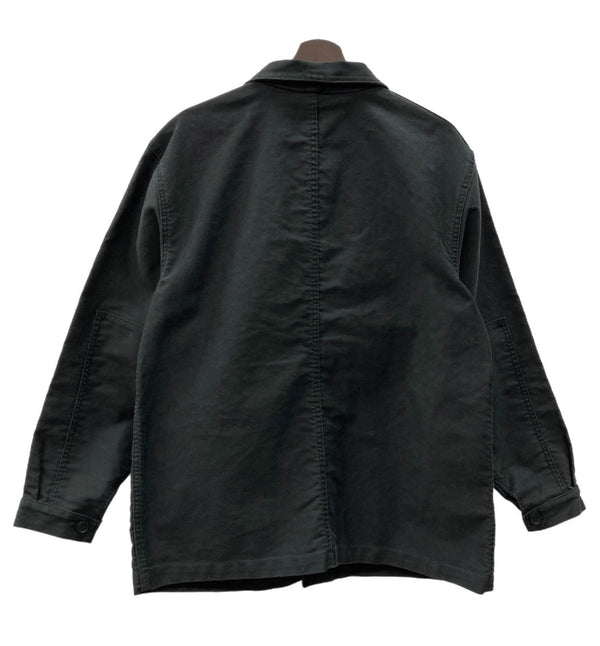 ル・トラヴァイユール・ガリス LE TRAVAILLEUR GALLICE ブラックモールスキン ユーロ フレンチ ワークジャケット カバーオール Vポケ MOLESKIN WORKER JACKET 黒 サイズ 6 ジャケット 無地 ブラック 104MT-1048