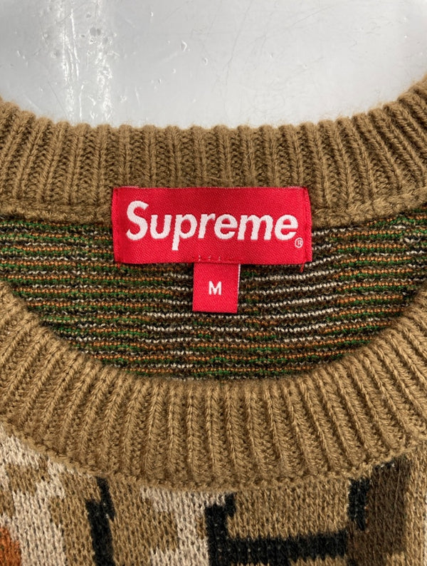 シュプリーム SUPREME 22AW Trebark Camo Sweater ツリーバーク カモ セーター カモフラ クルーネック ニット 茶 セーター カモフラージュ・迷彩 ブラウン Mサイズ 104MT-1258