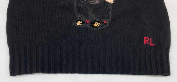 ラルフローレン RalphLauren ポロ POLO 現行タグ Polo Bear ポロベア タキシード Knit ニット ウール カシミヤ混 キャメル混 スパンコール 刺繍 BLACK 黒 211763874001 セーター ロゴ ブラック Sサイズ 104LT-197
