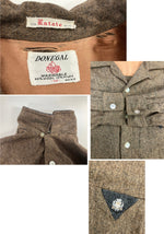 ヴィンテージ vintage 50's~60's 50年代 60年代 DONEGAL the Estate shirt オープンカラー 開襟シャツ ロングスリーブ ボックスカット 長袖シャツ ブラウン Mサイズ 101MT-3629