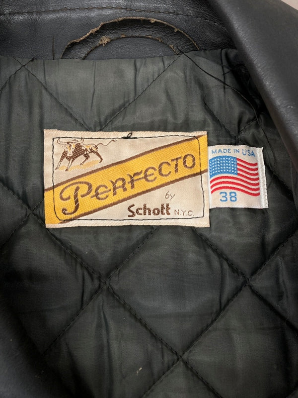 ショット SCHOTT DOUBLE RIDERS JACKET ダブル ライダース ジャケット ONESTAR 牛タグ ジップアップ バイカー アウター 黒 613 サイズ38 ジャケット 無地 ブラック 104MT-2227