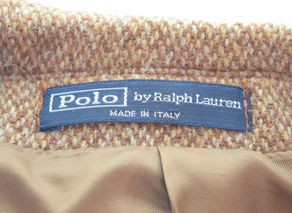 ラルフローレン RalphLauren ツイードジャケット ウエストベルト エルボーパッチ チンストラップ ジャケット ブラウン Lサイズ 103MT-2852