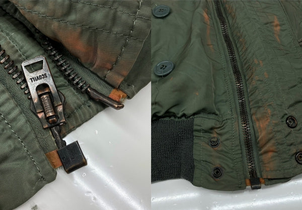 ミリタリー Military N-2B FLIGHT JACKET フライト ジャケット ジップアップ ファー 短丈 軍物 ARMY アウター 緑 ジャケット 無地 グリーン Mサイズ 104MT-1914