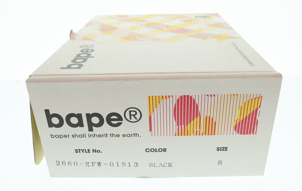 アベイシングエイプ A BATHING APE  サル カモ柄 型押し レースアップブーツ メンズ靴 ブーツ ワーク ブラック 8 103S-1255