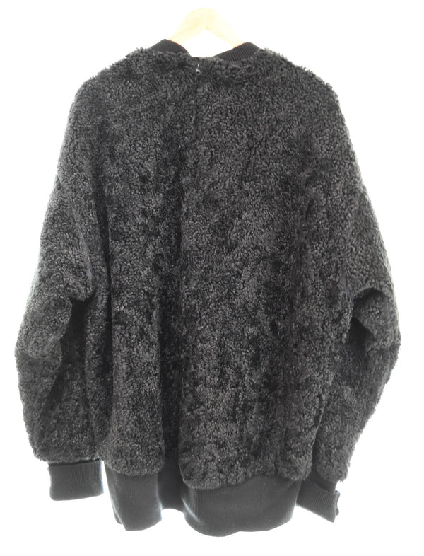 モンクレール MONCLER GENIUS 4 ジーニアス HYKE TEDDY フェイクファー ロゴパッチ プルオーバースウェット C-SCOM-21-13918 4 ジャケット ブラック Lサイズ 103MT-3381