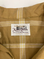 ヴィンテージ vintage 60’s~ 60年代~ Arrow King Cotton オープンカラーシャツ 開襟 ループカラー チェック ボックス 半袖シャツ ブラウン Mサイズ 101MT-4899