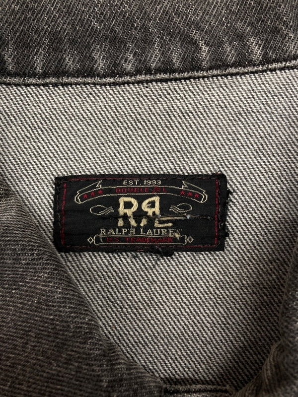 ダブルアールエル RRL 90s 90年代 DENIM JACKET デニム ジャケット 先染め ブラックデニム Gジャン 2nd 三ツ星タグ シンチバック Ralph Lauren 黒 ジャケット 無地 ブラック 104MT-1388