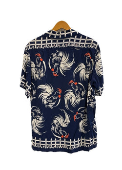 ヴィンテージ vintage 40s 40's Catalina カタリナ ポケット付き アロハシャツ オープンカラーシャツ 鶏柄 USA製 紺 半袖シャツ マルチカラー 101MT-5320