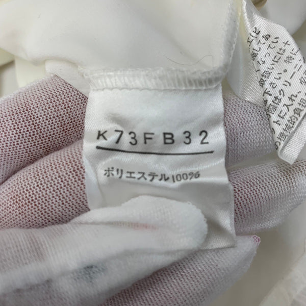 カネコイサオ kaneko isao ワンダフルワールド リボン ブラウス フリル パールボタン 半袖シャツ ホワイト 201LT-434