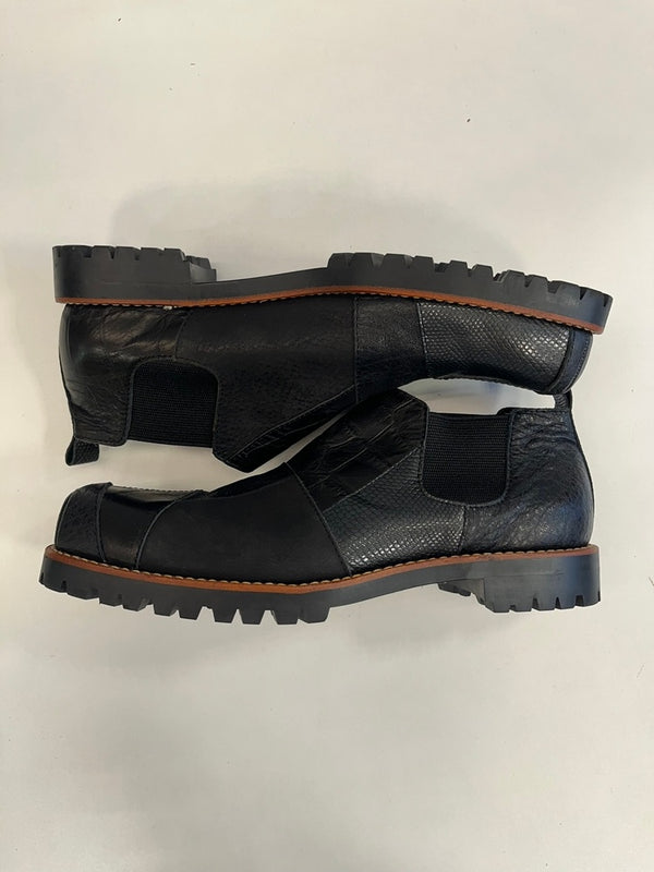 コムデギャルソン COMME des GARCONS HOMME PLUS オムプリュス パッチワークレザーサイドゴアブーツ 黒 メンズ靴 ブーツ サイドゴア ブラック 26cm 101sh-2278