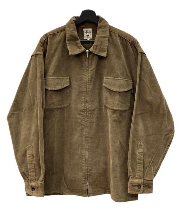 ステューシー STUSSY OLD オールド クラウンタグ 白タグ USA製 コーデュロイ ジャケット 茶 ジャケット ワンポイント ブラウン Lサイズ 104MT-2011