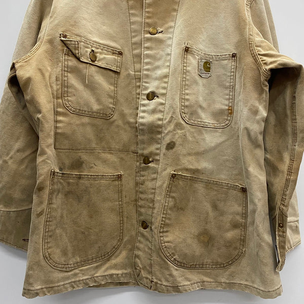 【曜日割引対象外】 カーハート Carhartt 70's Chore Coat デカCボタン カバーオール ジャケット ベージュ 40サイズ 201MT-4501 VB