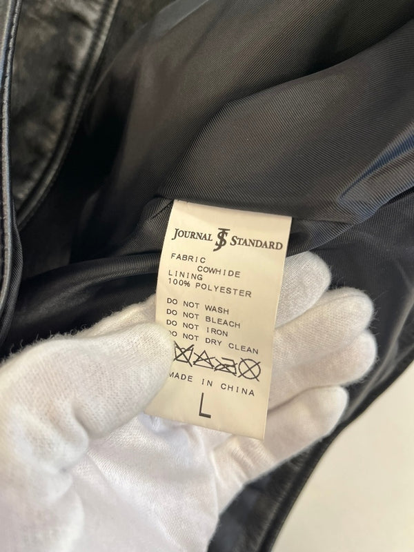 ジャーナルスタンダード JOURNAL STANDARD 牛革 ダブルライダースジャケット レザージャケット バイカー 黒 カウハイド 16-011-600-8060-3-0 ジャケット ブラック Lサイズ 101MT-5168