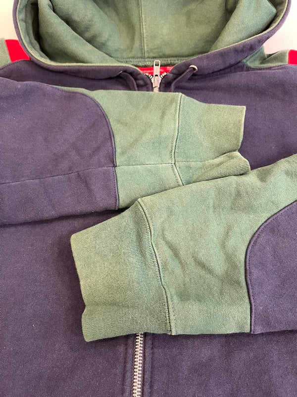 シュプリーム SUPREME 15AW Hooded Track Zip-Up Sweat フーデッドトラックジプアップスウェット パーカースリーブロゴ 紺 パーカ ネイビー Lサイズ 101MT-5046