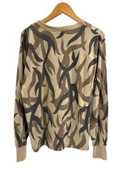 エーサット ASAT camouflage トライバルカモ 迷彩 クルーネック 長袖カットソー XL ロンT ベージュ LLサイズ 101MT-4083