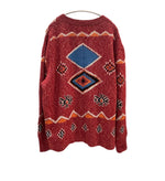 ロストデイズ LOST DAZE RUG CASHMERE CARDIGAN ネイティヴ ラグ カシミヤ カーディガン ワインレッド Lサイズ 101MT-5010