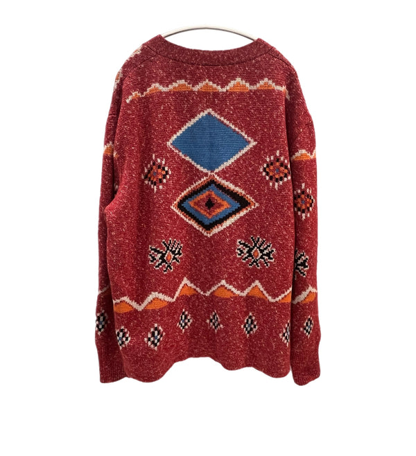 ロストデイズ LOST DAZE RUG CASHMERE CARDIGAN ネイティヴ ラグ カシミヤ カーディガン ワインレッド Lサイズ 101MT-5010