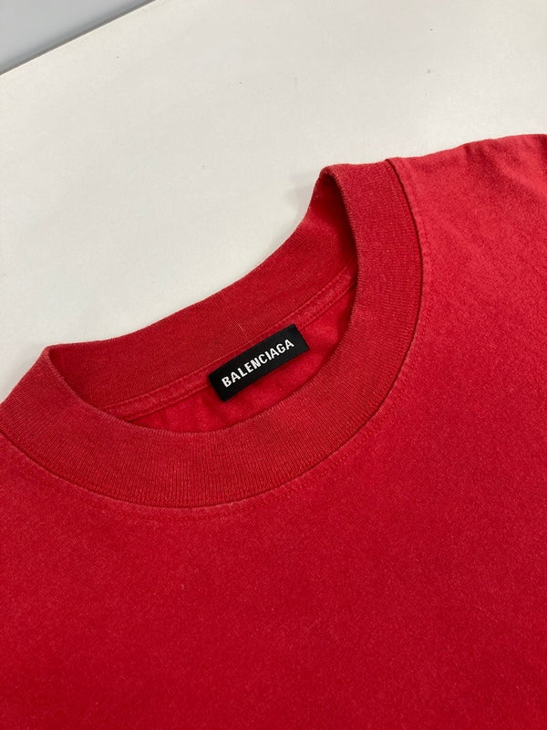 バレンシアガ BALENCIAGA 半袖カットソー 赤 XS Tシャツ レッド SSサイズ 101MT-4015
