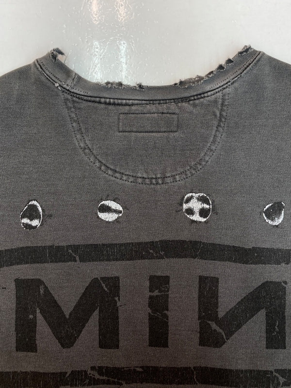 マイナス MINUS BOOTLEG CREW SWEAT ブートレグ クルー スウェット Nine Inch Nails ダメージ加工 トレーナー 裏起毛 黒 サイズ 1 スウェット プリント ブラック 104MT-1590
