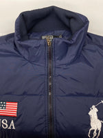 ラルフローレン RalphLauren DOWN JACKET ダウン ジャケット CUSTOM FIT ビックポニー ジップアップ 刺繍 アウター 紺 ジャケット ロゴ ネイビー Mサイズ 104MT-2142