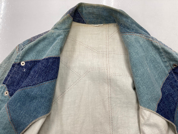 ヴィンテージ vintage 70s 70年代 パッチワーク プリント デニムジャケット Ｇジャン 青 ジャケット プリント ブルー 104MT-1351