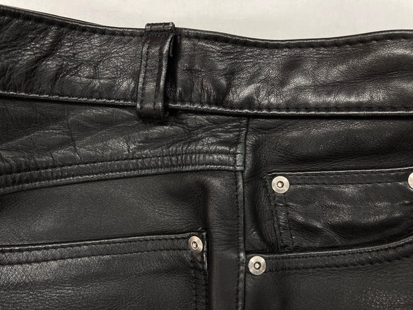 ショット SCHOTT 600 LEATHER PANTS レザーパンツ USA製 ジッパーフライ 黒 無地 ボトムスその他 ブラック サイズ30 104MB-84