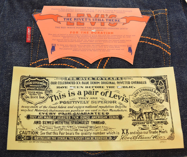 リーバイス Levi's S501XX DEAD STOCK デッドストック 日本製 復刻 WWⅡ大戦 1944 モデル ヘリンボーン スレーキー 変形 アーキュエットステッチ  44501-0033 デニム ブルー W32L36 103MB-597