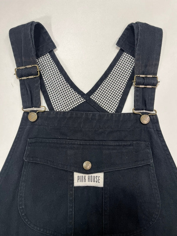 ピンクハウス PINK HOUSE ジャンパースカート ワッペン 総柄 黒 スカート P0199FA02 ワンピース ブラック 101LT-172