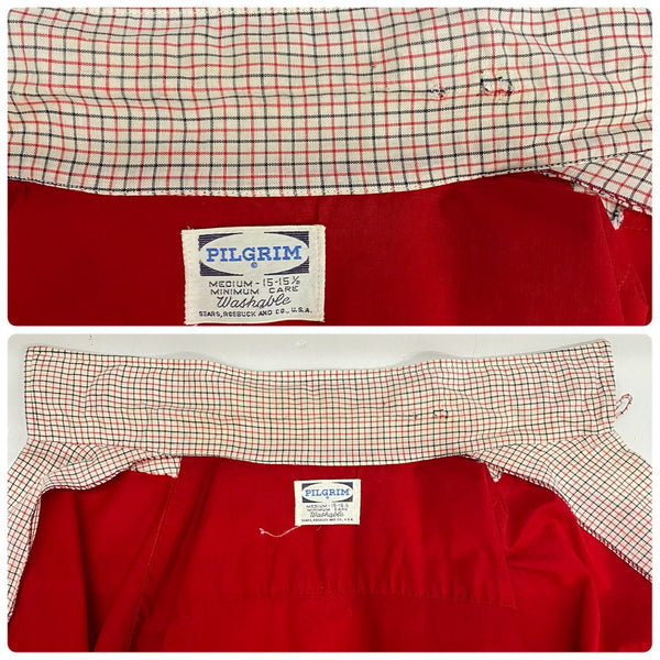 【曜日割引対象外】 ヴィンテージ vintage 50's Pilgrim オープンカラーシャツ 長袖シャツ レッド Mサイズ 201MT-4884 VB