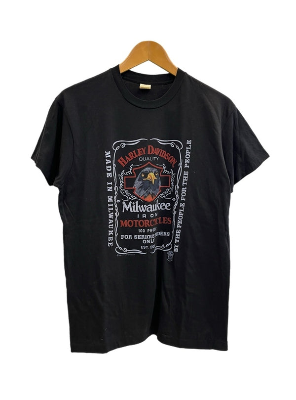 ハーレーダビッドソン Harley-Davidson ©1982 80s 80's SCREEN STARS USA製 イーグル ヴィンテージ Tシャツ ブラック Mサイズ 101MT-4933