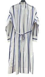 ソブ Sov.(DOUBLE STANDARD CLOTHING) ダブルスタンダードクロージング シャツワンピース マキシ丈 ボーダー バントカラー ギャザー タグ付き WHITE 白 ワンピース ストライプ ホワイト SIZE36 104LT-201