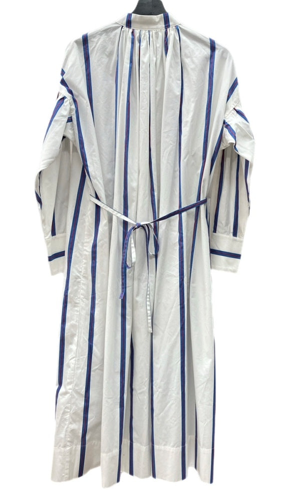 ソブ Sov.(DOUBLE STANDARD CLOTHING) ダブルスタンダードクロージング シャツワンピース マキシ丈 ボーダー バントカラー ギャザー タグ付き WHITE 白 ワンピース ストライプ ホワイト SIZE36 104LT-201