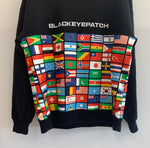 ブラックアイパッチ Blackeyepatch 国旗 クルーネック スウェット 総柄 ブラック Lサイズ 201MT-2444