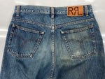 ダブルアールエル RRL DENIM PANTS デニム パンツ ボタンフライ ジーパン ジーンズ USA製 Ralph Lauren インディゴ 青 ロゴ デニム ブルー 31×32 104MB-353